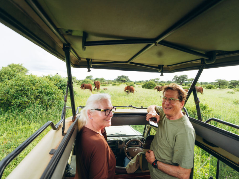 How Many Days Do You Need for Safari? A Realistic Guide to Planning the Right Length 1 Couple on game drive spotting elephants in the wild on safari, illustrating how many days do you need for safari