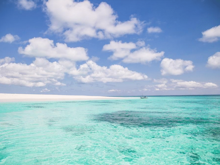 Pristine turquoise waters and sandy beaches of the Quirimbas Archipelago in northern Mozambique, ideal for dhow sailing and snorkeling.