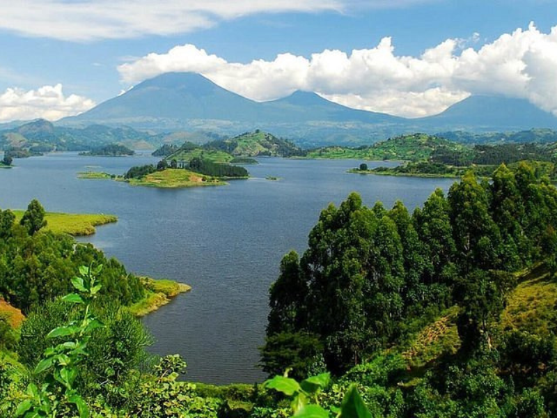 Aerial view of Lake Mburo National Park.